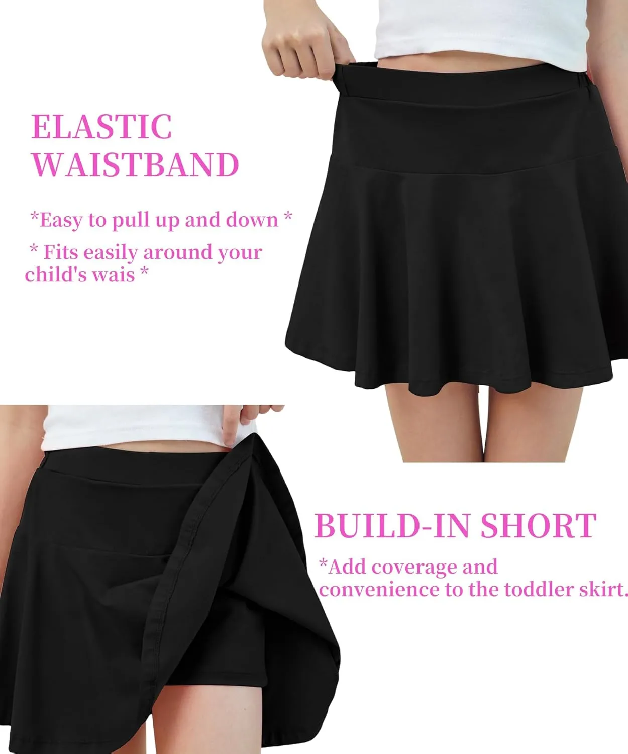 Toddler Skirt Little Girls Athletic Uniform Skorts Golf Outfit Cheer Tennis Skirts with Shorts