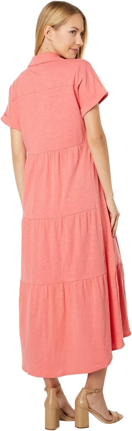 Tommy Hilfiger Women's Tiered Skirt Maxi Short Sleeve Casual