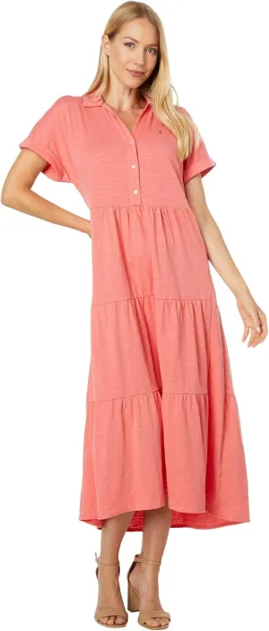 Tommy Hilfiger Women's Tiered Skirt Maxi Short Sleeve Casual