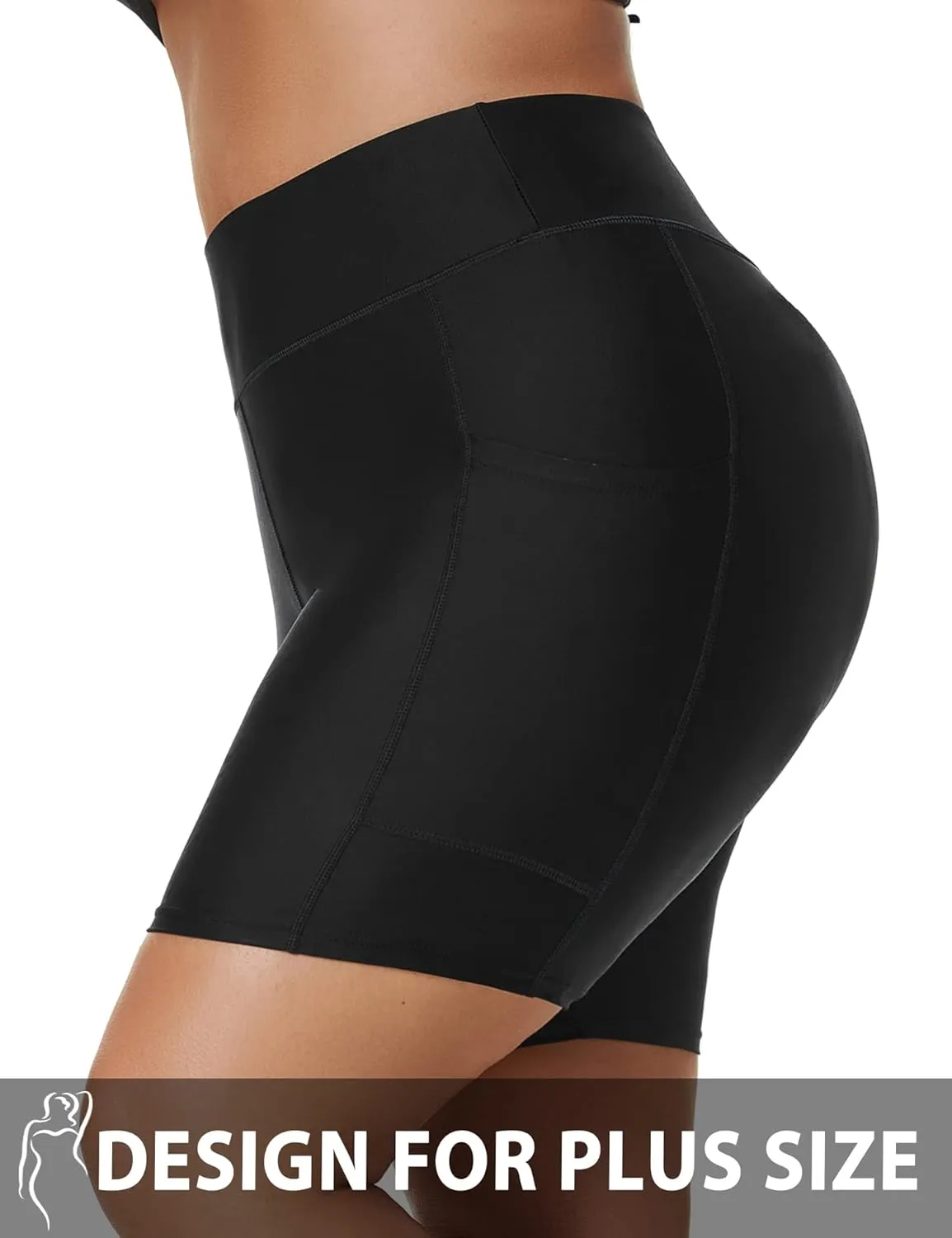 Tournesol Women's Plus Size Swim Shorts High Waisted Swimsuit Bottoms Tankini Boy Shorts Bathing Suit with Pocket 6 inch