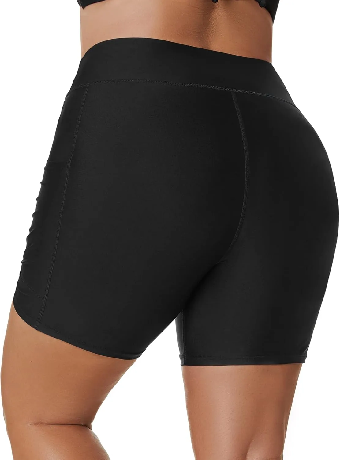 Tournesol Women's Plus Size Swim Shorts High Waisted Swimsuit Bottoms Tankini Boy Shorts Bathing Suit with Pocket 6 inch