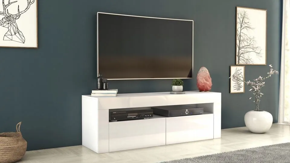 TV STAND DACO 2DRAWS 140CM WHITE / WHITE GLOSS