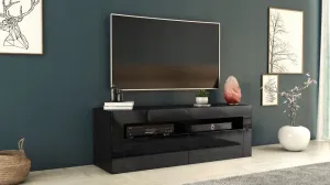 TV STAND DACO 2DRAWS 160CM BLACK / BLACK GLOSS