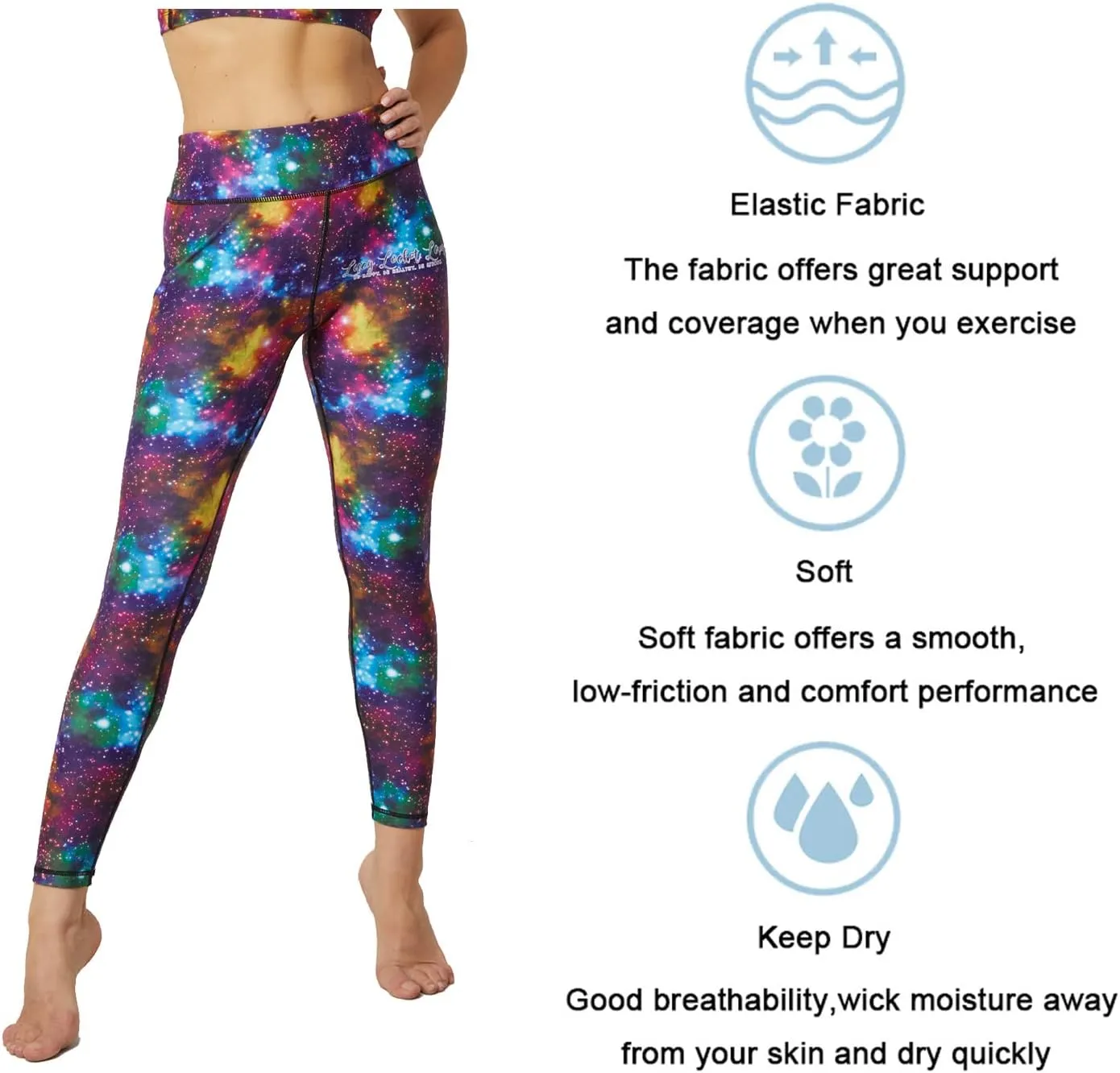 UIUO-UIPEU Women's Printed Yoga Pants with Pockets 7/8 Workout Leggings for Women Tummy Control Compression Leggings