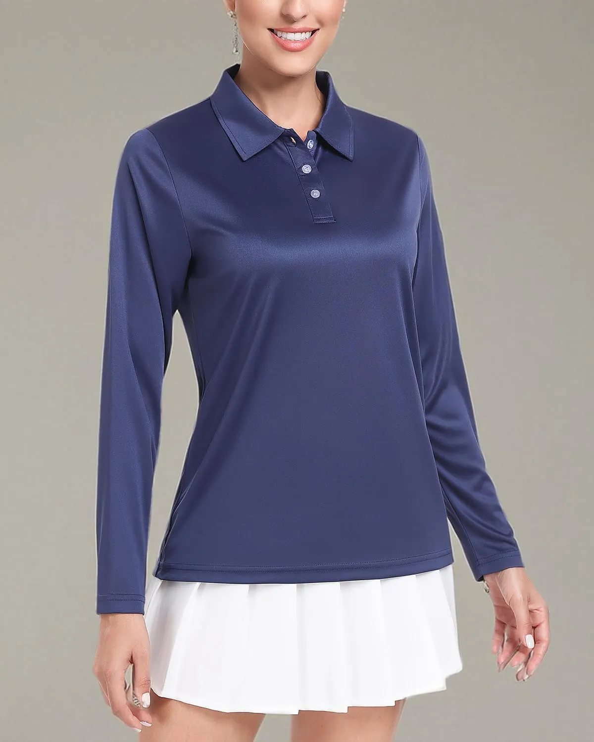 Ullnoy Lightweight Golf Shirts for Women Moisture Wicking Long Sleeve Polo Shirt Women Quick Dry Activewear Golf Tops Pack