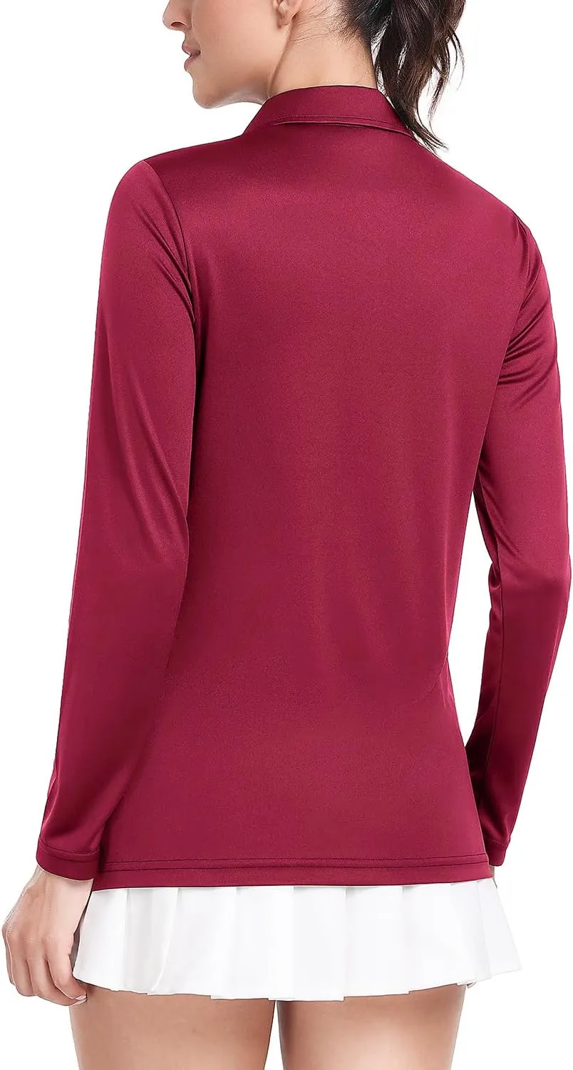 Ullnoy Lightweight Golf Shirts for Women Moisture Wicking Long Sleeve Polo Shirt Women Quick Dry Activewear Golf Tops Pack