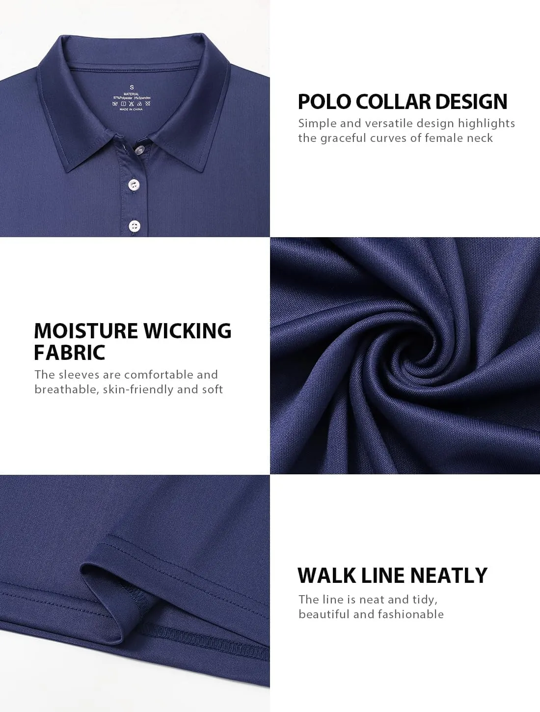 Ullnoy Lightweight Golf Shirts for Women Moisture Wicking Long Sleeve Polo Shirt Women Quick Dry Activewear Golf Tops Pack