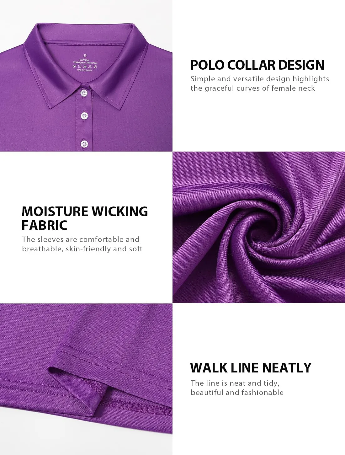 Ullnoy Lightweight Golf Shirts for Women Moisture Wicking Long Sleeve Polo Shirt Women Quick Dry Activewear Golf Tops Pack
