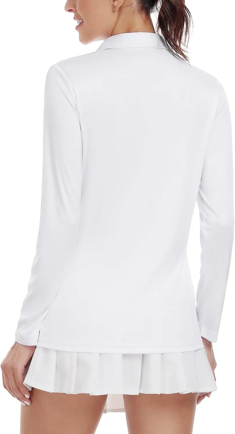 Ullnoy Lightweight Golf Shirts for Women Moisture Wicking Long Sleeve Polo Shirt Women Quick Dry Activewear Golf Tops Pack