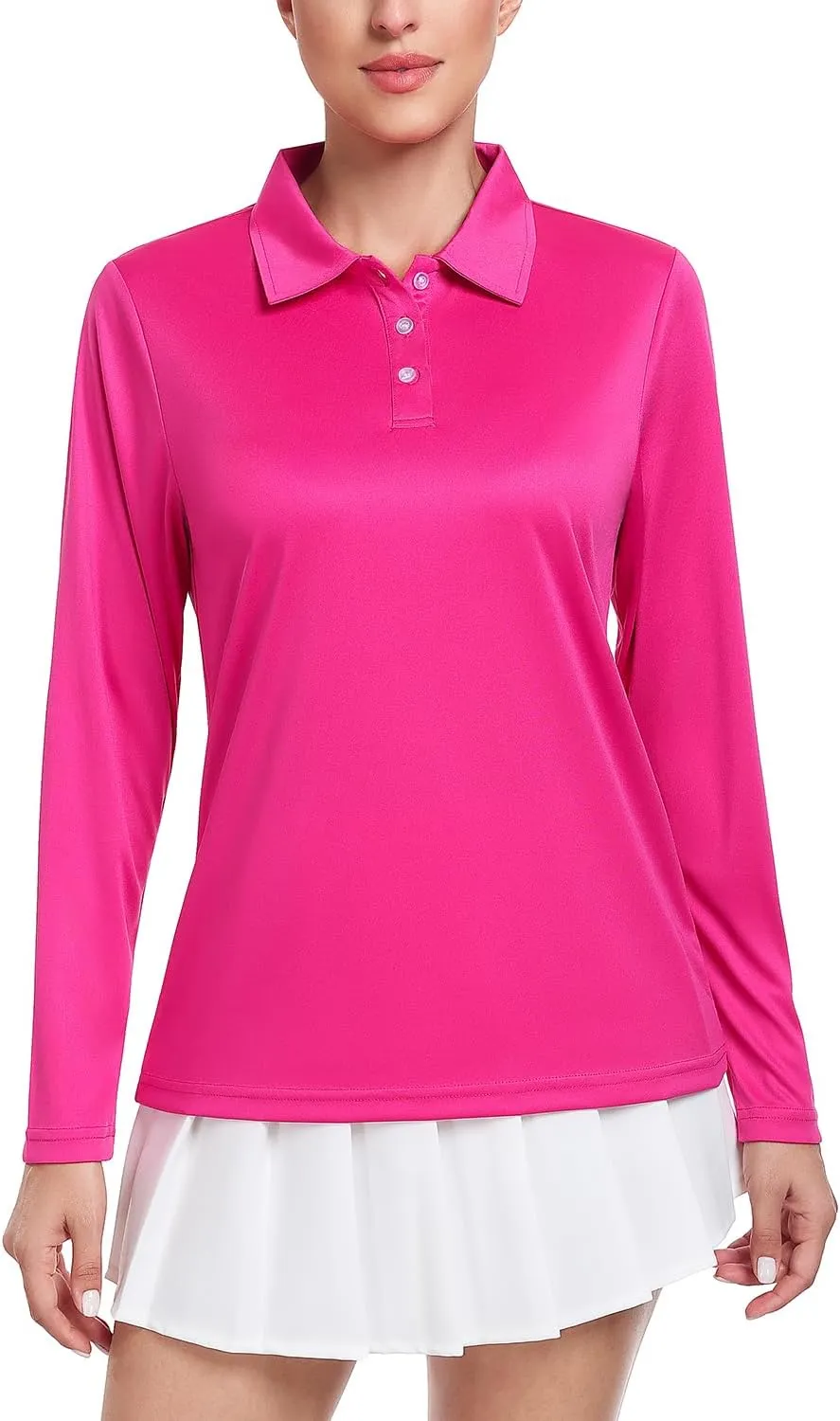Ullnoy Lightweight Golf Shirts for Women Moisture Wicking Long Sleeve Polo Shirt Women Quick Dry Activewear Golf Tops Pack