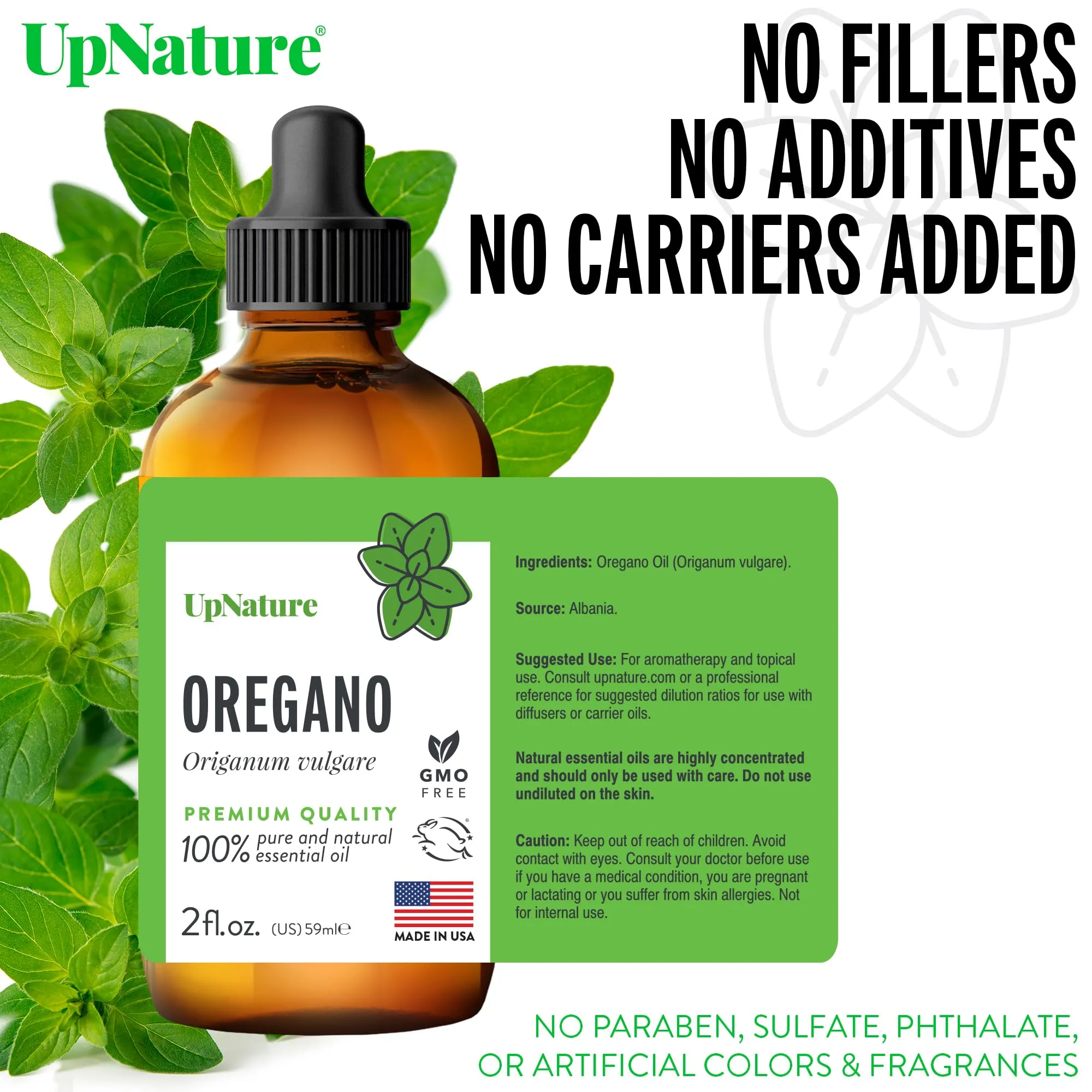 UpNature Oregano Essential Oil - Huge 2oz - 100% Pure Oregano Oil - Aromatherapy Oil