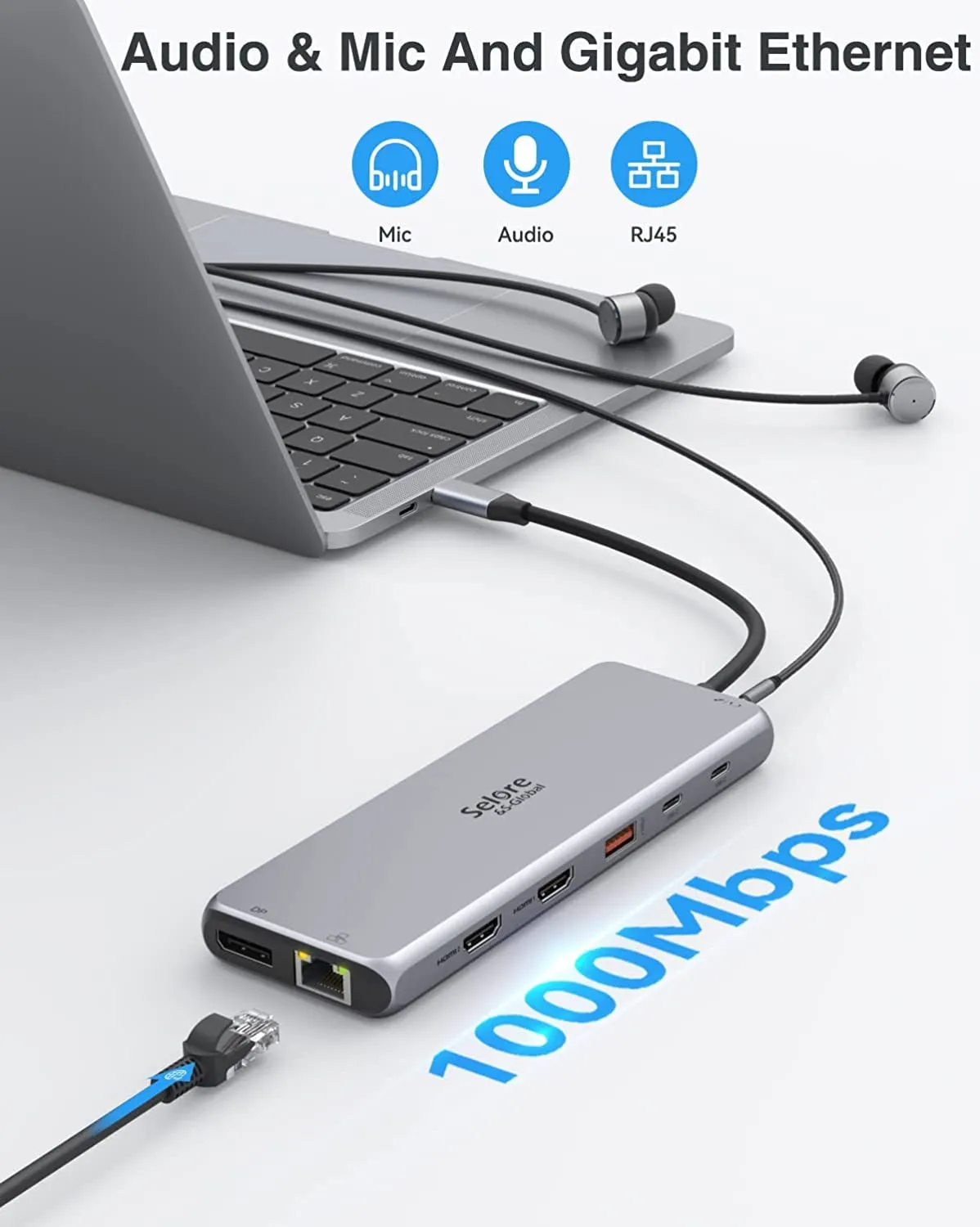 USB C Docking Station Dual Monitor,13 in 1 Multiple Monitor Adapter with 2 HDMI, DP, USB 3.1, 5*USB A, 2*USB C,Ethernet,Audio,Usb C Hub Dual Hdmi,Dual Monitor Adapter for Macbook/Dell/Hp/Lenovo Laptop