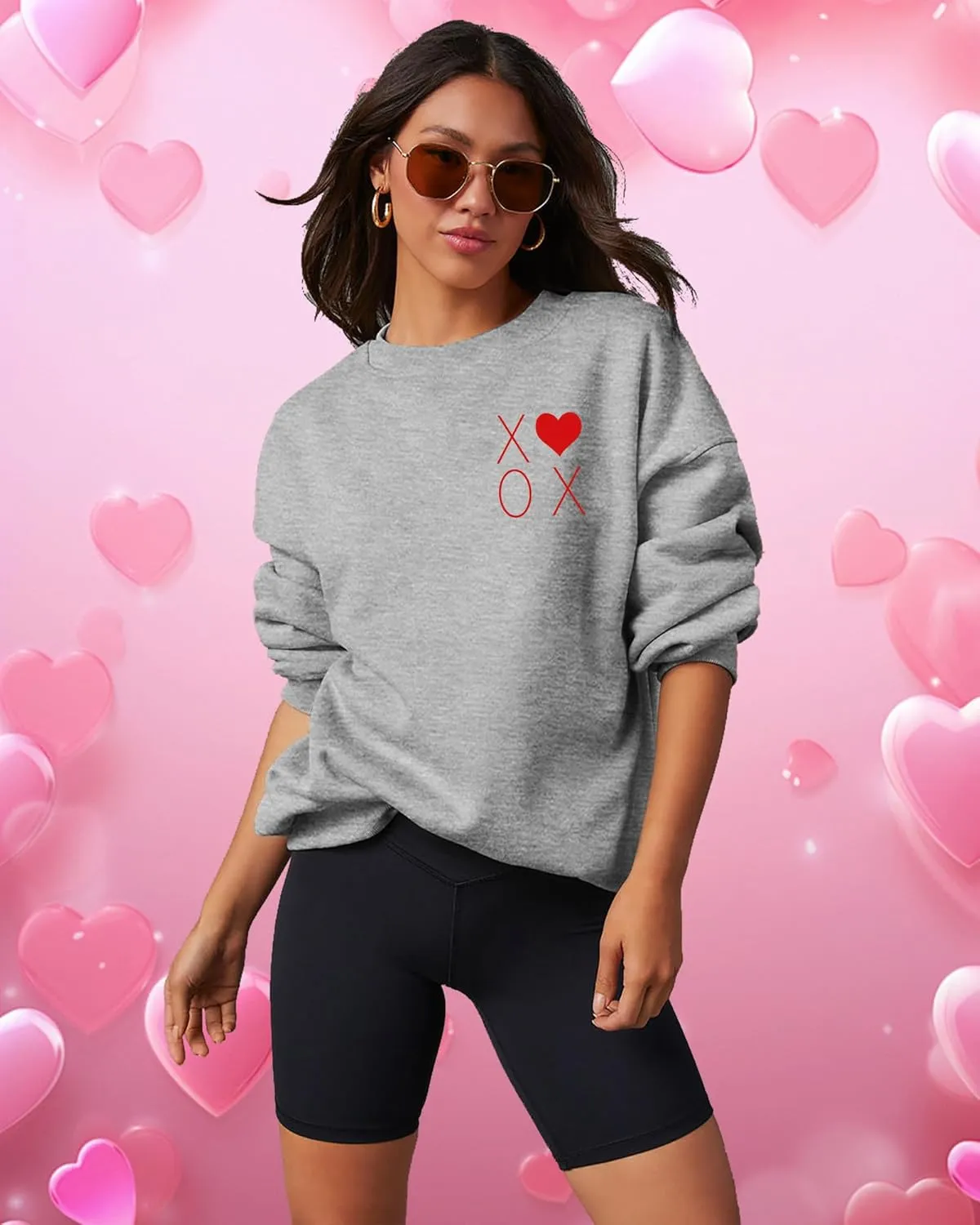 Valentine's Sweatshirt Women: Cute Heart Love Graphic Shirt Casual Long Sleeve Pullover Tops