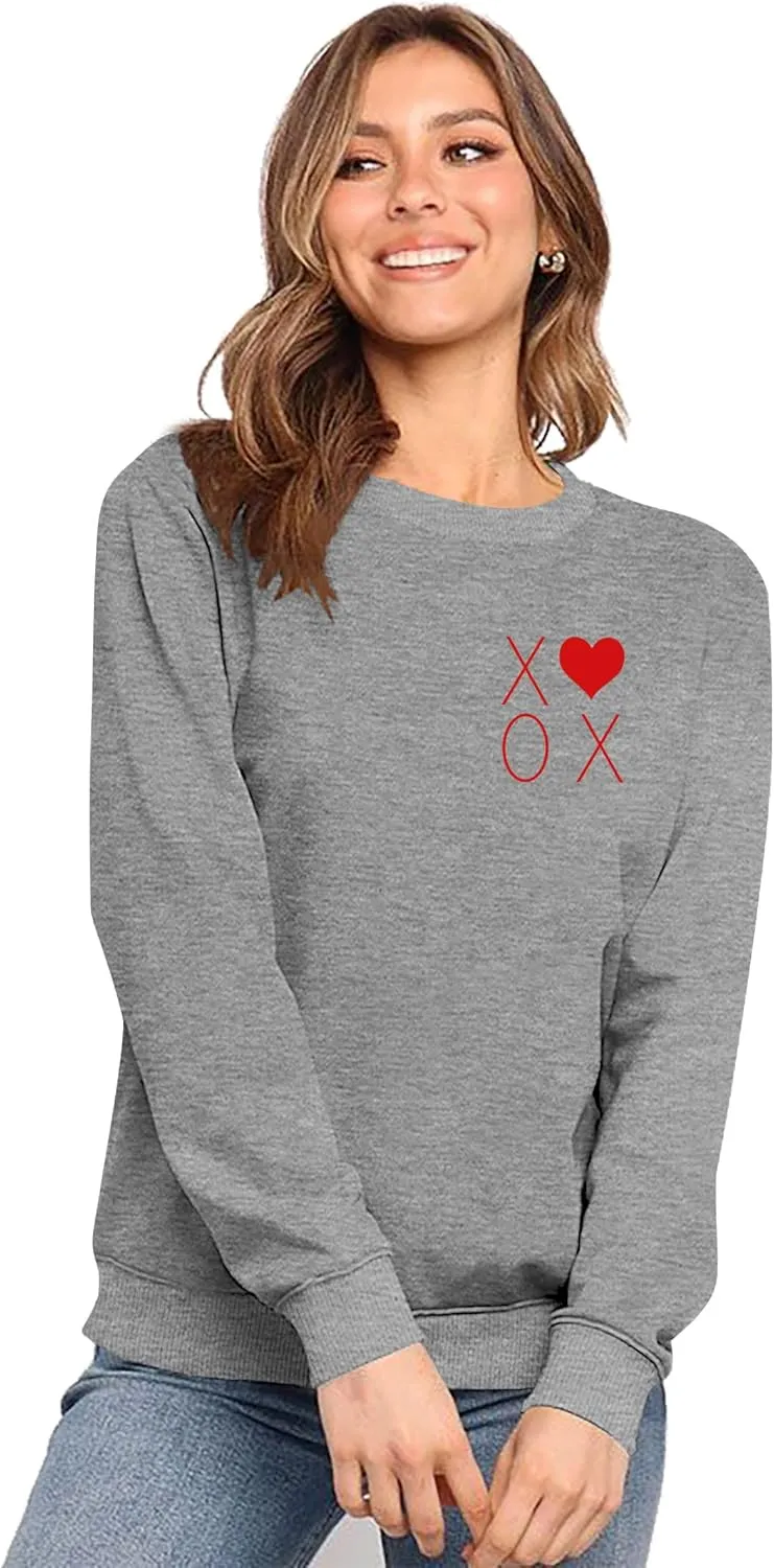 Valentine's Sweatshirt Women: Cute Heart Love Graphic Shirt Casual Long Sleeve Pullover Tops