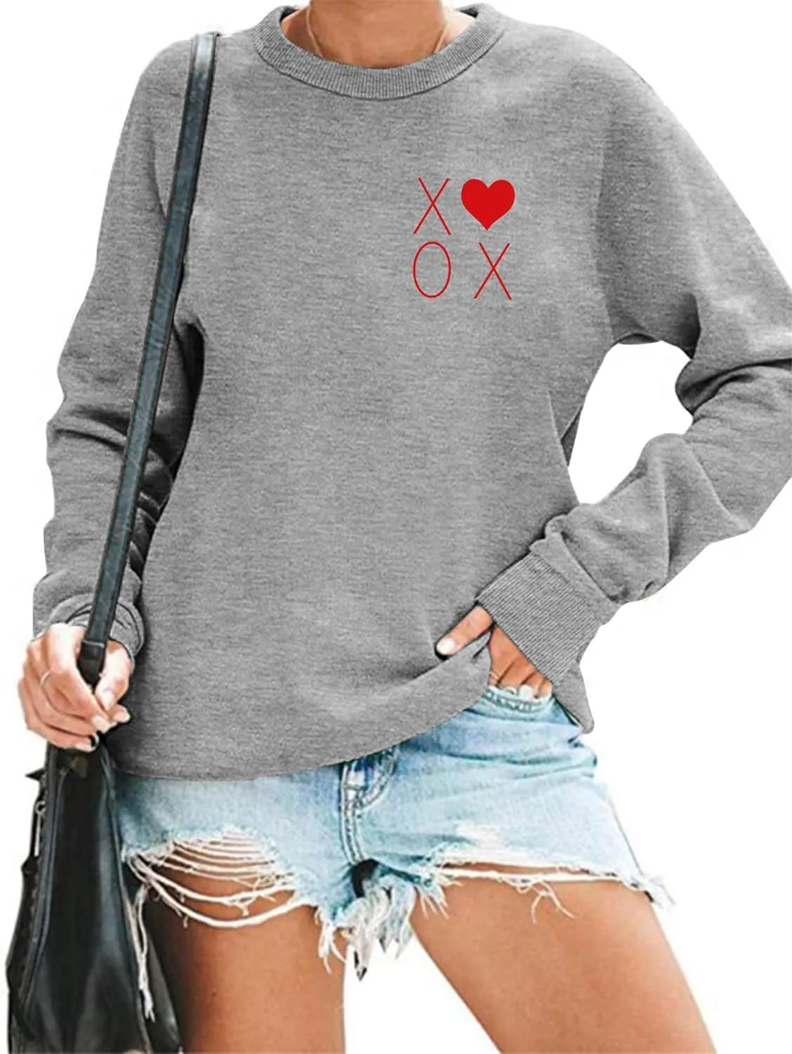 Valentine's Sweatshirt Women: Cute Heart Love Graphic Shirt Casual Long Sleeve Pullover Tops