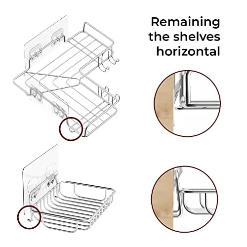 Vdomus Corner Shower Caddy No Drill Bathroom Organizer Shelf with Hooks 3 Pack