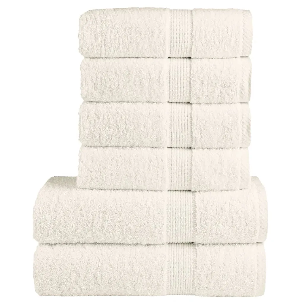 vidaXL 6 Piece Premium Towel Set SOLUND Cream 600 GSM - Ultra-Soft Ring-Spun Cotton, Highly Absorbent & Machine Washable