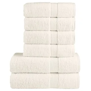 vidaXL 6 Piece Premium Towel Set SOLUND Cream 600 GSM - Ultra-Soft Ring-Spun Cotton, Highly Absorbent & Machine Washable