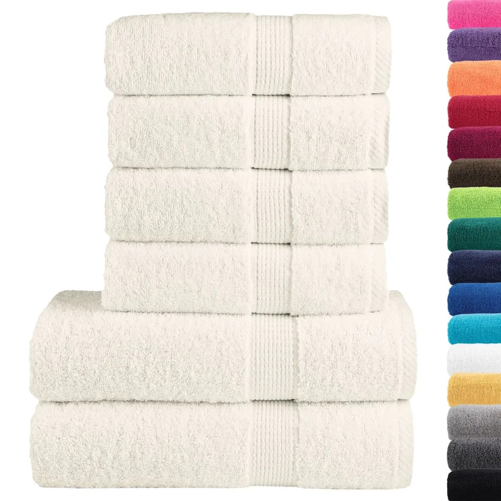 vidaXL 6 Piece Premium Towel Set SOLUND Cream 600 GSM - Ultra-Soft Ring-Spun Cotton, Highly Absorbent & Machine Washable