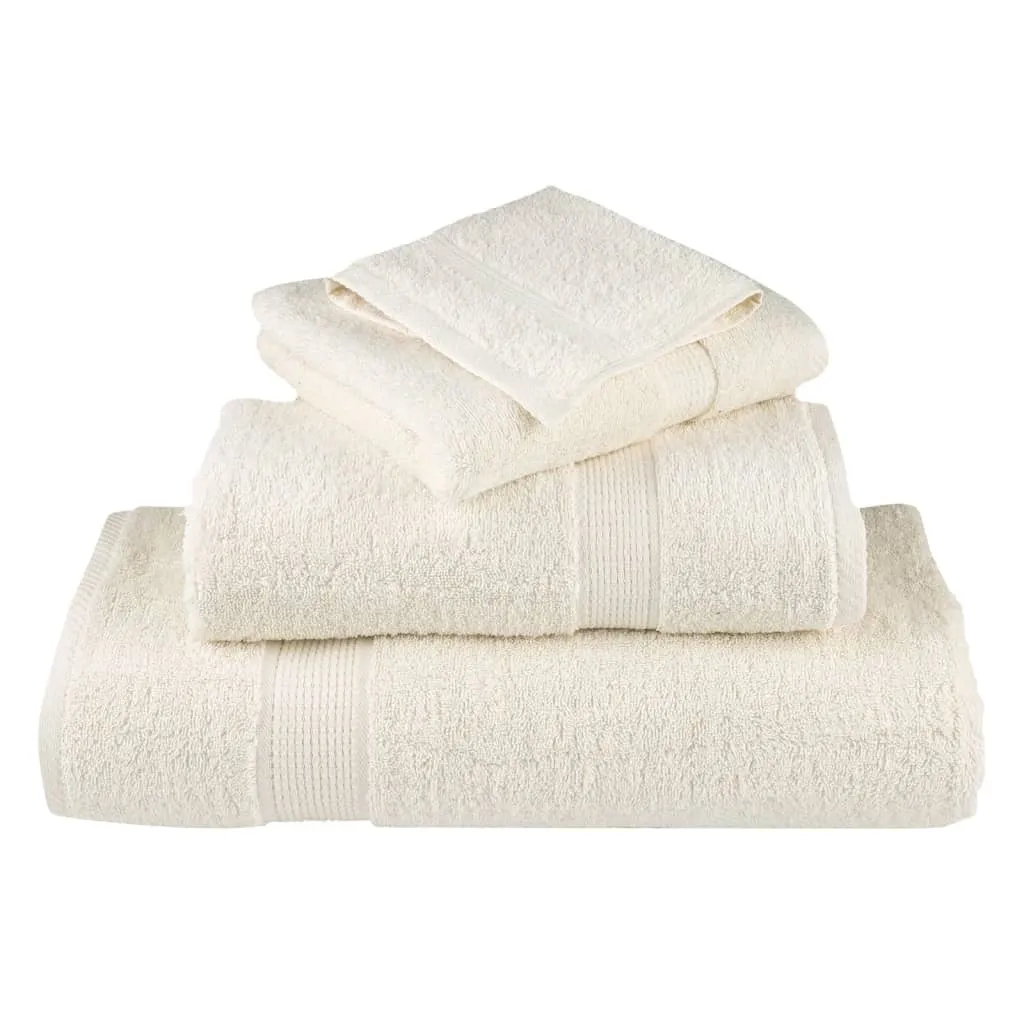 vidaXL 6 Piece Premium Towel Set SOLUND Cream 600 GSM - Ultra-Soft Ring-Spun Cotton, Highly Absorbent & Machine Washable