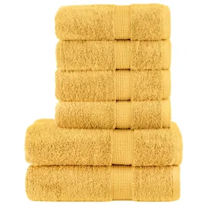 vidaXL 6 Piece Premium Towel Set SOLUND Gold 600 gsm - Ultra Soft & Highly Absorbent Cotton Towels, OEKO-TEX Certified