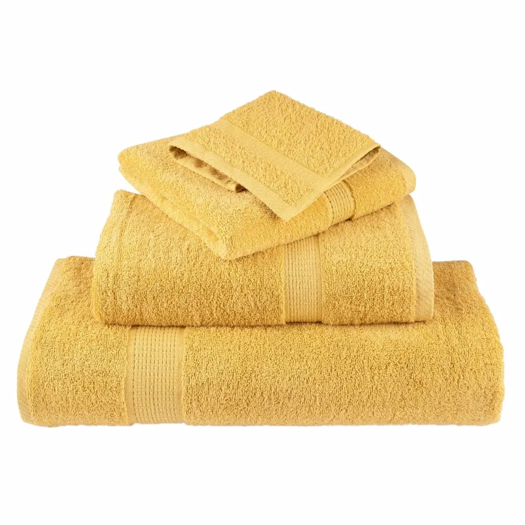 vidaXL 6 Piece Premium Towel Set SOLUND Gold 600 gsm - Ultra Soft & Highly Absorbent Cotton Towels, OEKO-TEX Certified