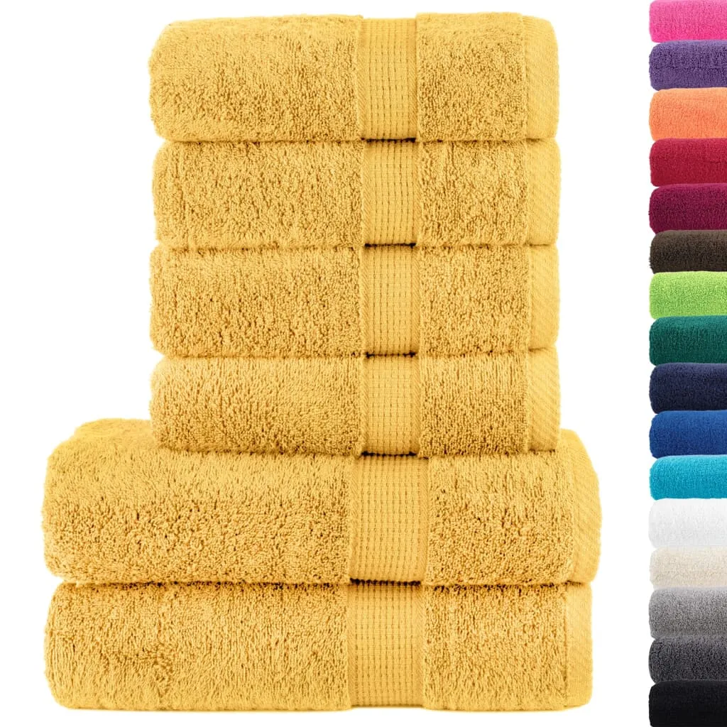 vidaXL 6 Piece Premium Towel Set SOLUND Gold 600 gsm - Ultra Soft & Highly Absorbent Cotton Towels, OEKO-TEX Certified