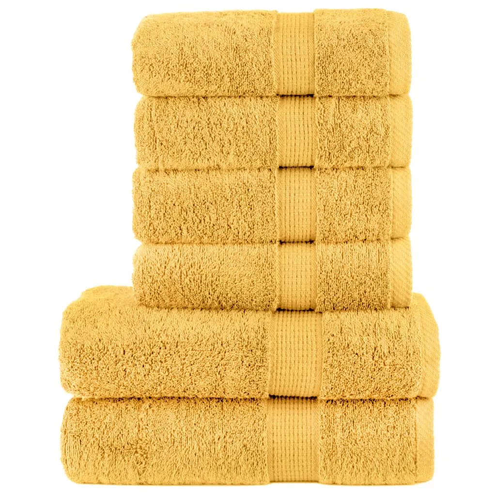 vidaXL 6 Piece Premium Towel Set SOLUND Gold 600 gsm - Ultra Soft & Highly Absorbent Cotton Towels, OEKO-TEX Certified