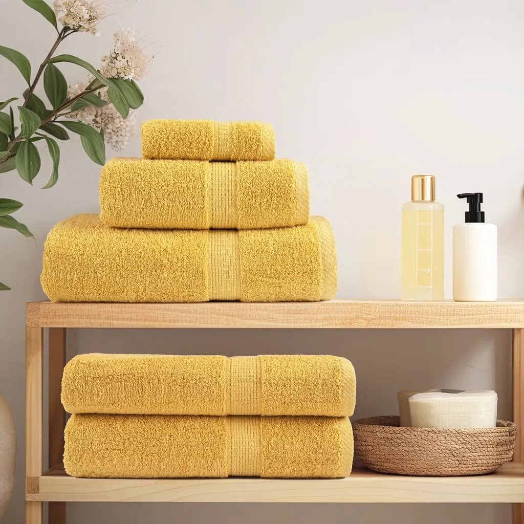 vidaXL 6 Piece Premium Towel Set SOLUND Gold 600 gsm - Ultra Soft & Highly Absorbent Cotton Towels, OEKO-TEX Certified