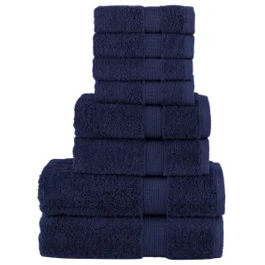 vidaXL 8 Piece Premium Navy Blue Towel Set SOLUND 600 GSM – Luxurious & Absorbent Cotton Towels