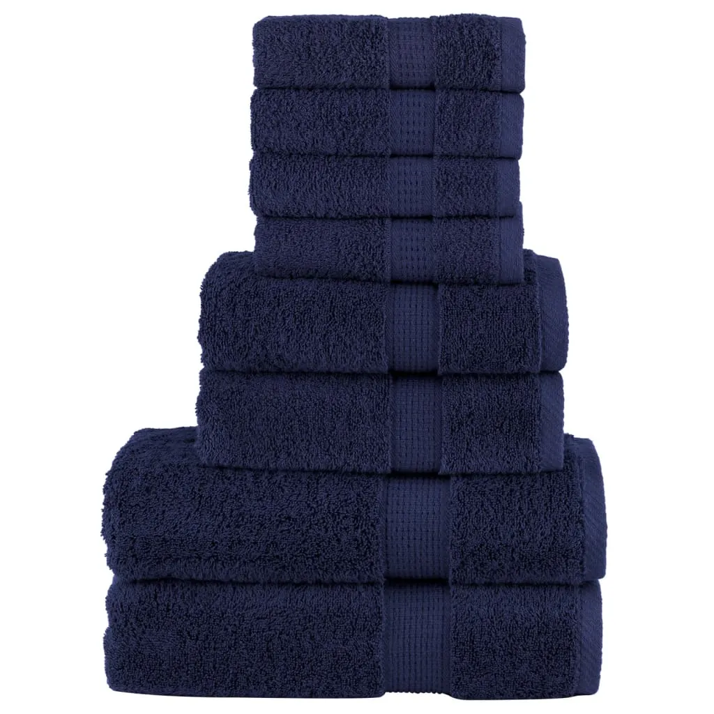 vidaXL 8 Piece Premium Navy Blue Towel Set SOLUND 600 GSM – Luxurious & Absorbent Cotton Towels