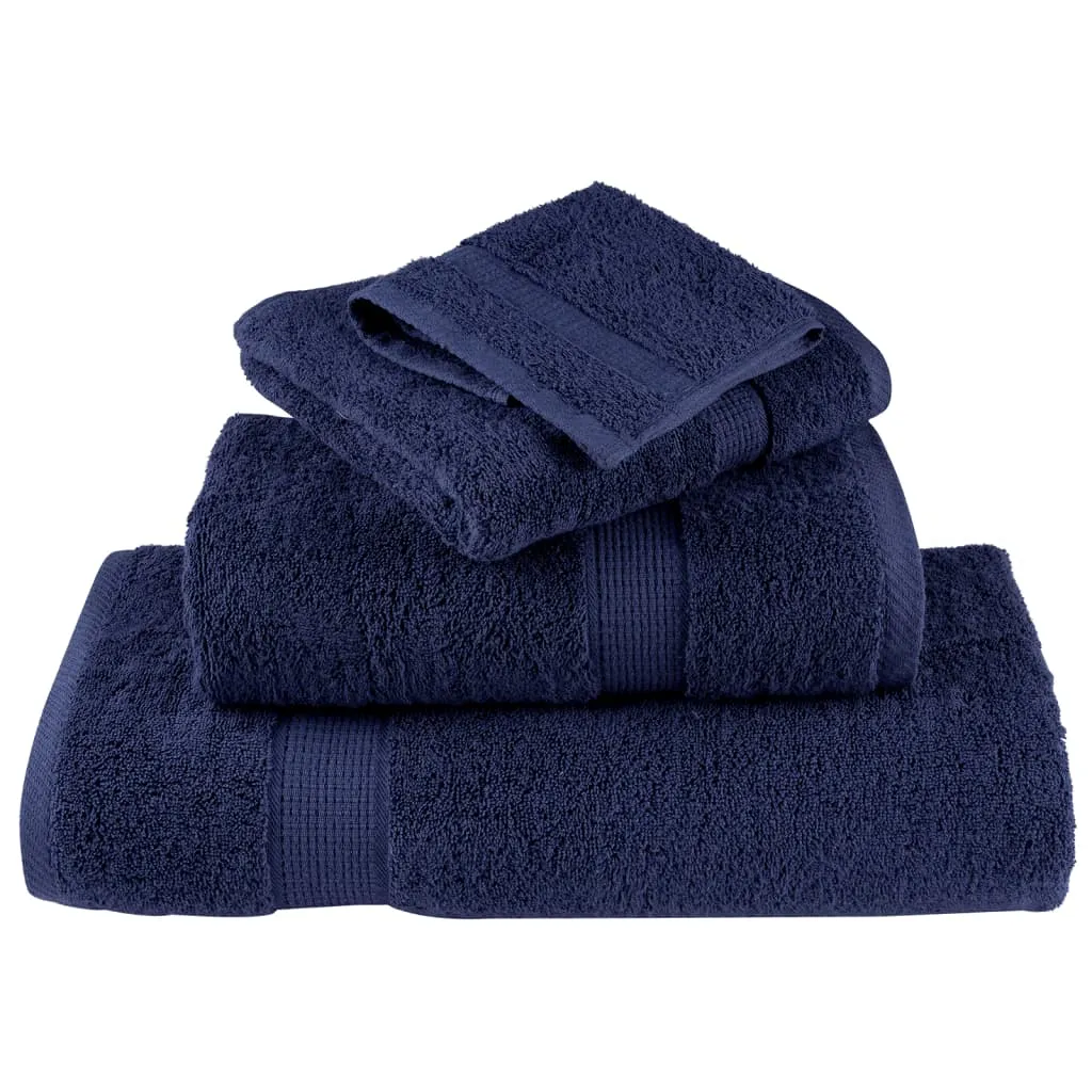vidaXL 8 Piece Premium Navy Blue Towel Set SOLUND 600 GSM – Luxurious & Absorbent Cotton Towels