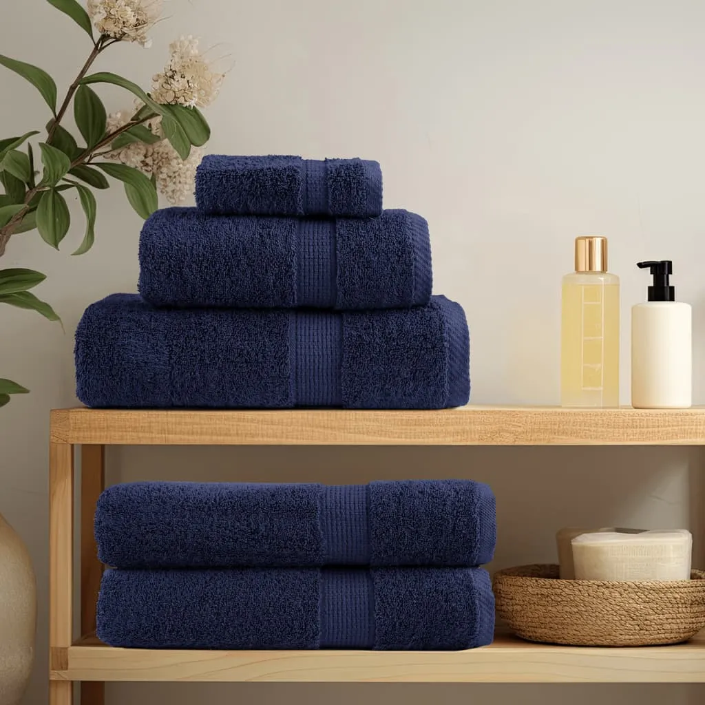 vidaXL 8 Piece Premium Navy Blue Towel Set SOLUND 600 GSM – Luxurious & Absorbent Cotton Towels