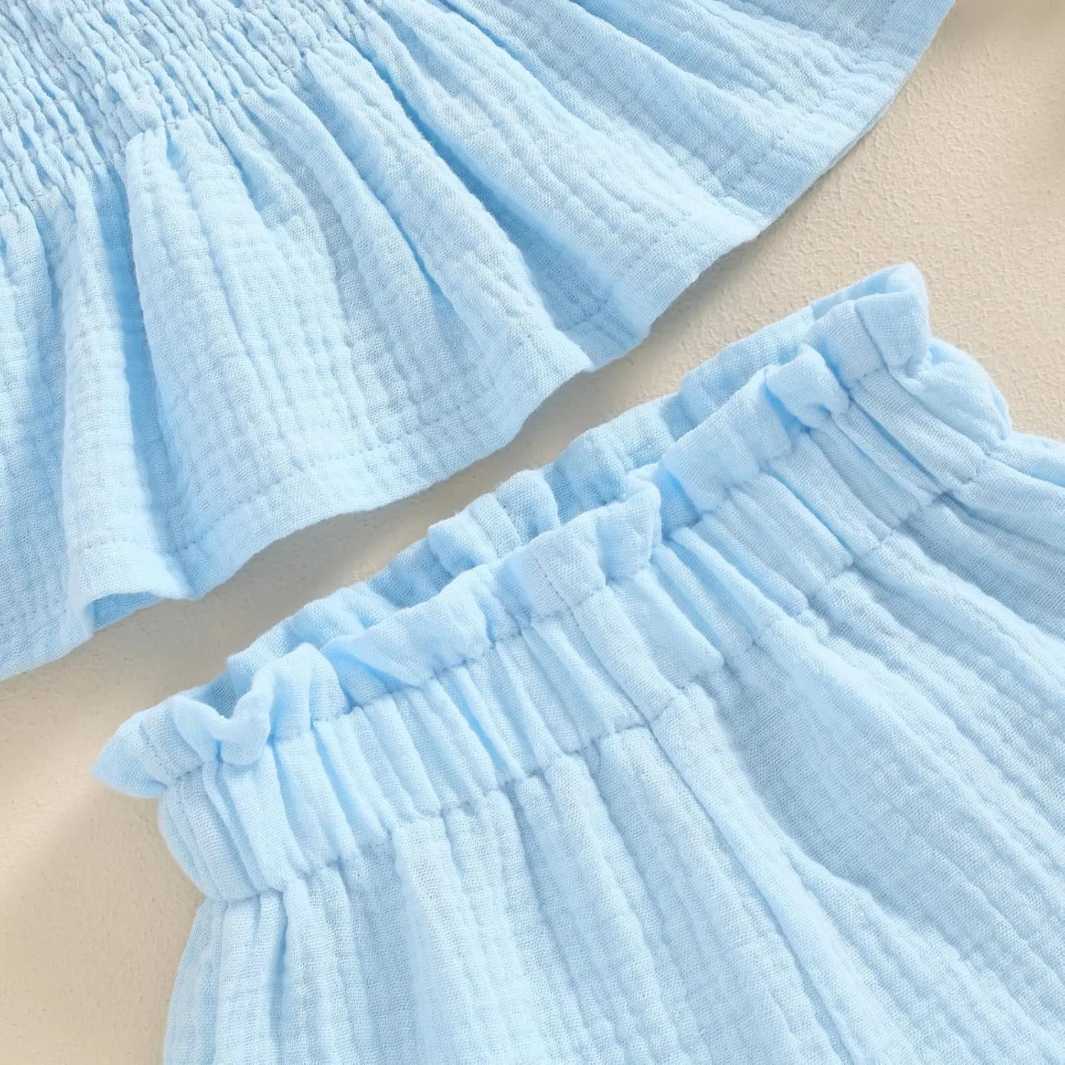 VISGOGO Infant Baby Toddler Girls Summer Clothes Solid Color Sleeveless Camisole Linen Short Set Baby Summer Outfits