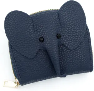 Wallet Card Holder, RFID Blocking Purse,Cute Elephant Small Minimalist Leather Credit for Women, Girls, Ladies (Blue)