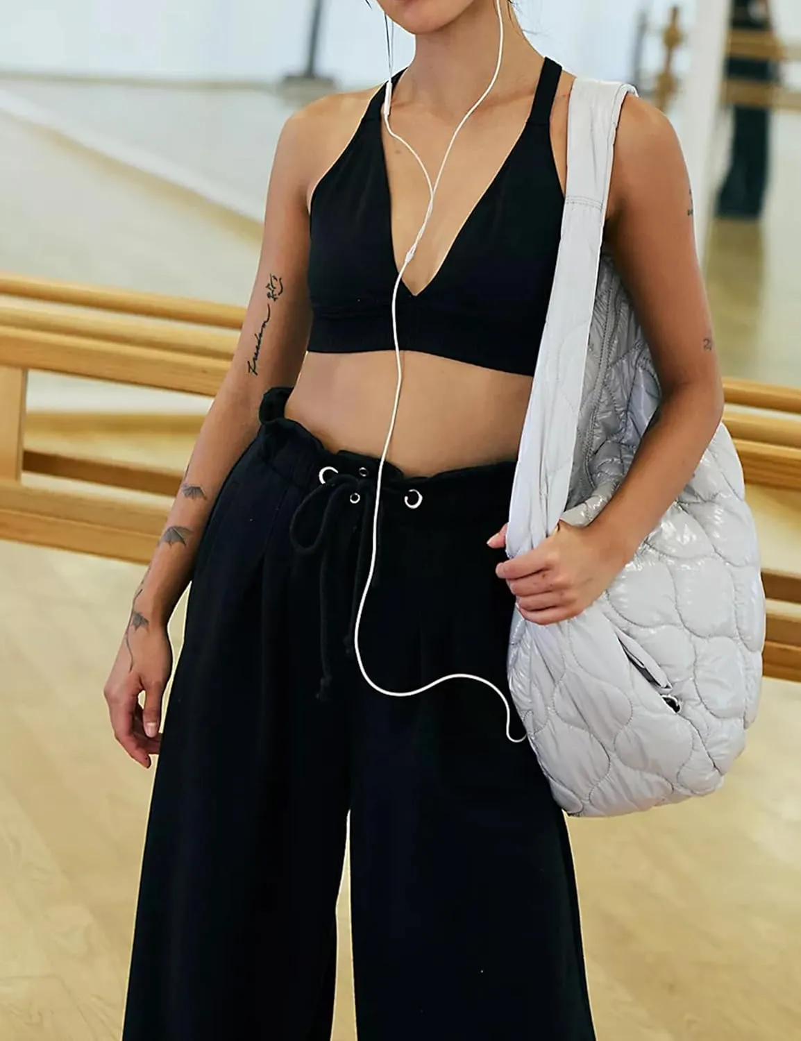 Wide Leg Sweatpants Women High Waisted Cotton Baggy Flared Workout Pants Drawstring Athletic Joggers
