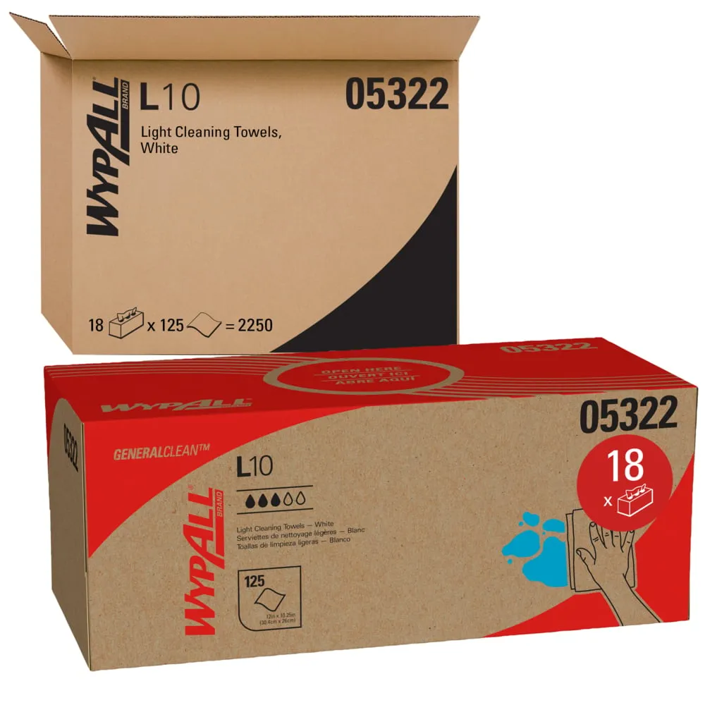 Wipers - WypAll® GeneralClean™ L10 Light Cleaning Towels, Pop-Up™ Box - Utility Towel (Case of 18 Boxes), 05322