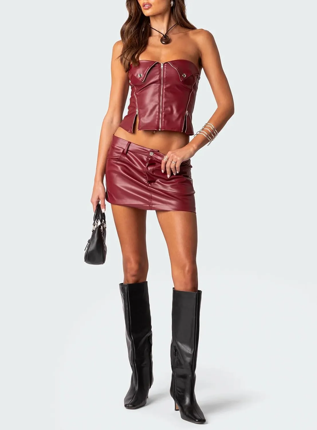 Women Faux Leather Skirt Y2k Low Rise Bodycon Mini Skirts Sexy Tight Short Skirt Streetwear