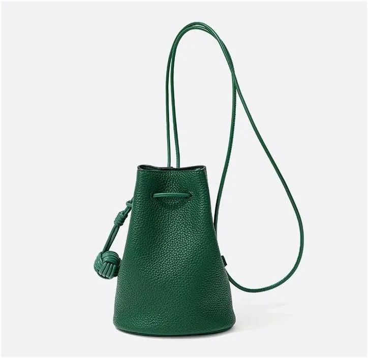 Women' Genuine leather fashionable minimalist bucket bag summer shoulder bag