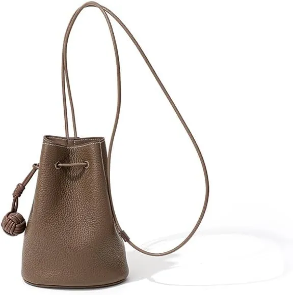 Women' Genuine leather fashionable minimalist bucket bag summer shoulder bag