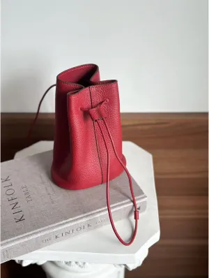 Women' Genuine leather fashionable minimalist bucket bag summer shoulder bag