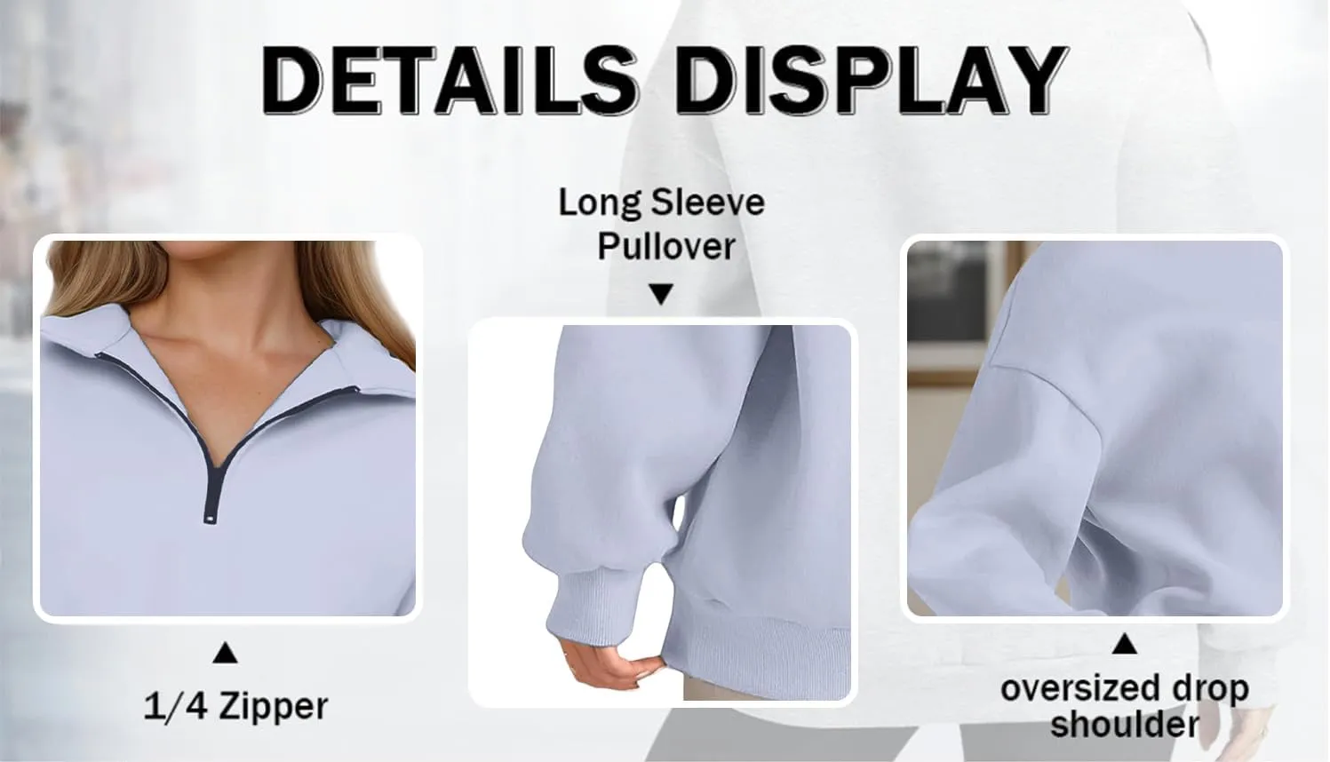 Women Half Zip Oversized Sweatshirts Fall Fashion Hoodies Pullover Long Sleeve Shirts Clothes