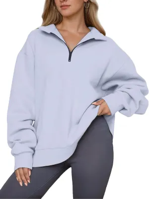 Women Half Zip Oversized Sweatshirts Fall Fashion Hoodies Pullover Long Sleeve Shirts Clothes