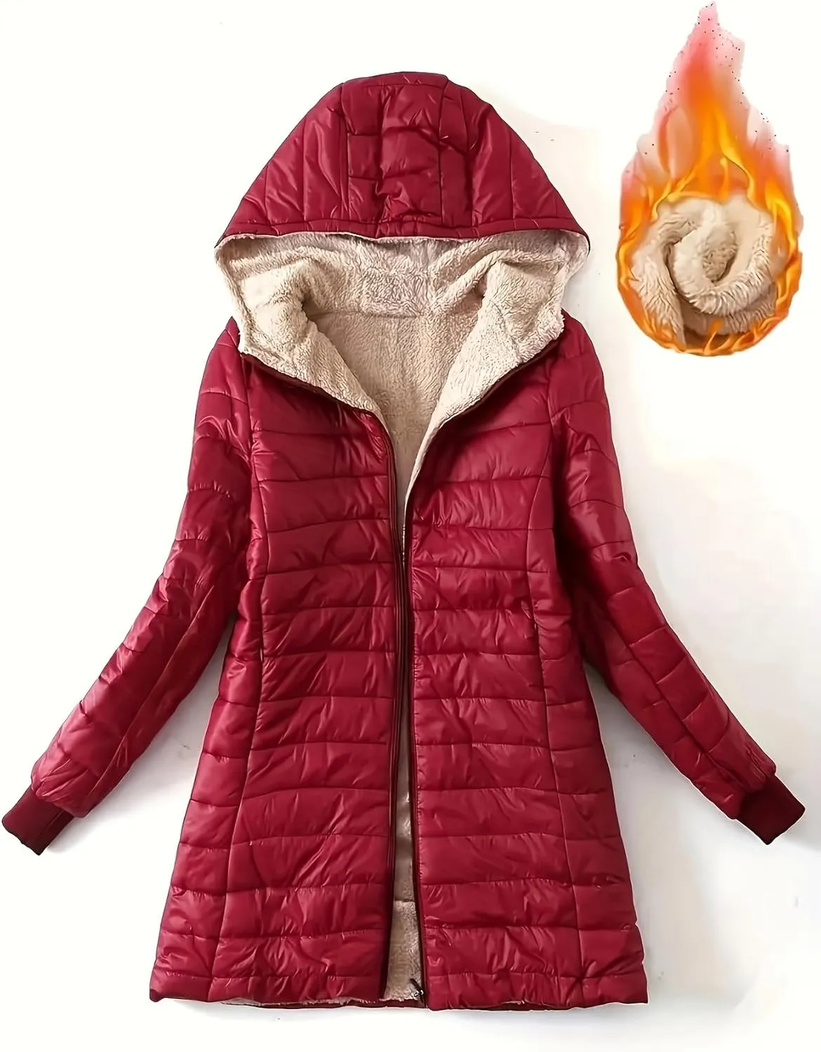 Women Hoodie Jackets, Zip-up Puffy Hoodie Coat, Warm Winter Sherpa Fleece Lined Hooded Jacket