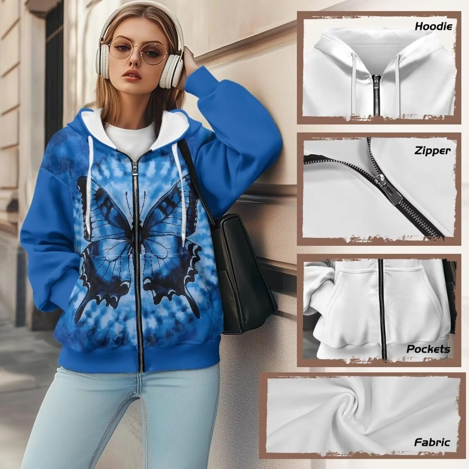 Women's 2024 Zip Up Y2K Hoodies Casual Long Sleeve Sweatshirts Fall Zipper Jackets with Pockets