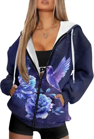 Women's 2024 Zip Up Y2K Hoodies Casual Long Sleeve Sweatshirts Fall Zipper Jackets with Pockets