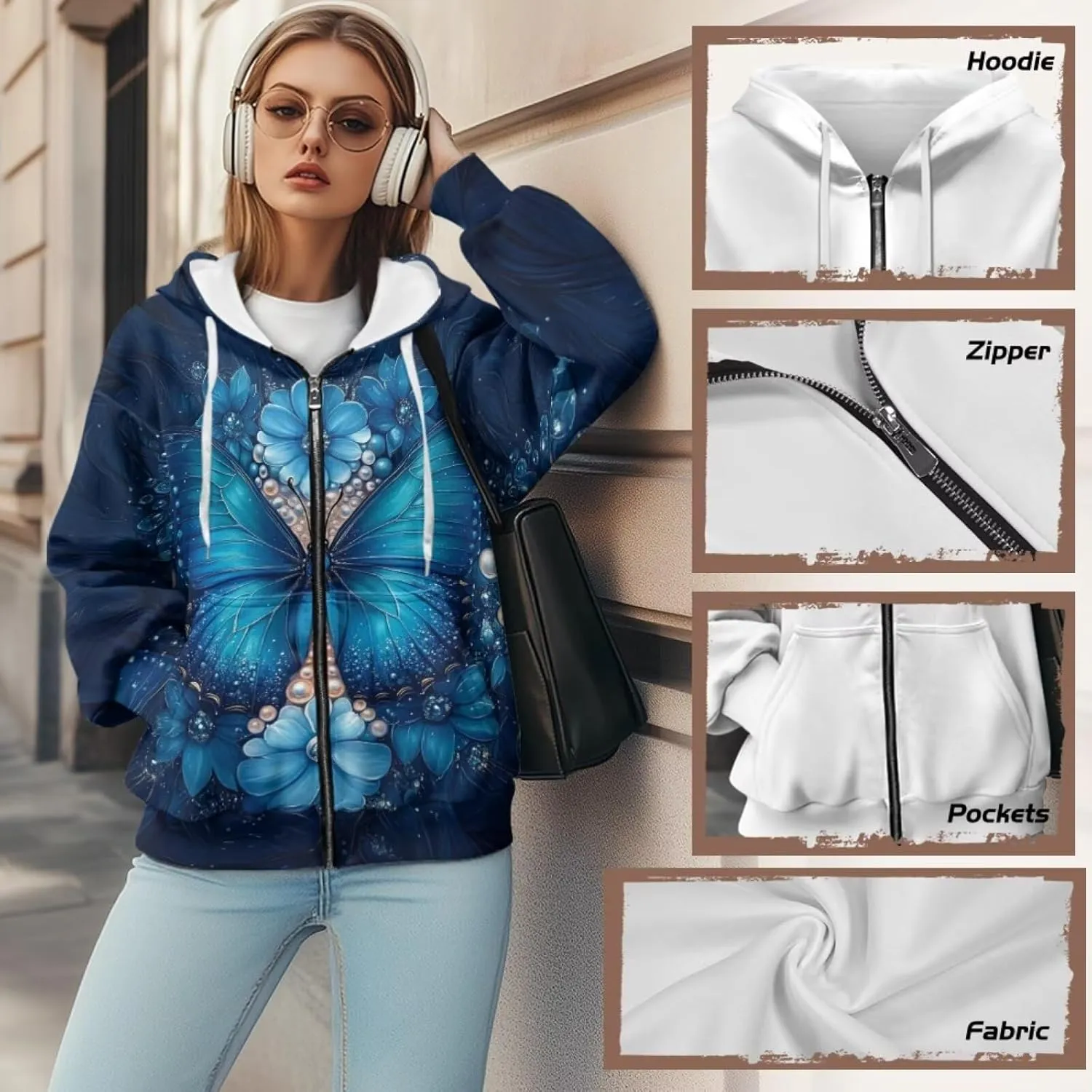 Women's 2024 Zip Up Y2K Hoodies Casual Long Sleeve Sweatshirts Fall Zipper Jackets with Pockets