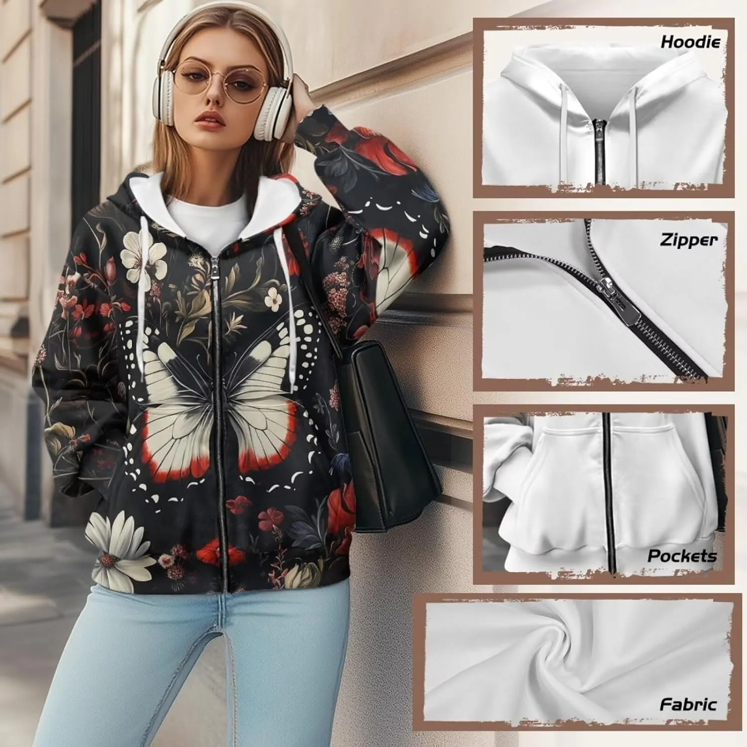 Women's 2024 Zip Up Y2K Hoodies Casual Long Sleeve Sweatshirts Fall Zipper Jackets with Pockets