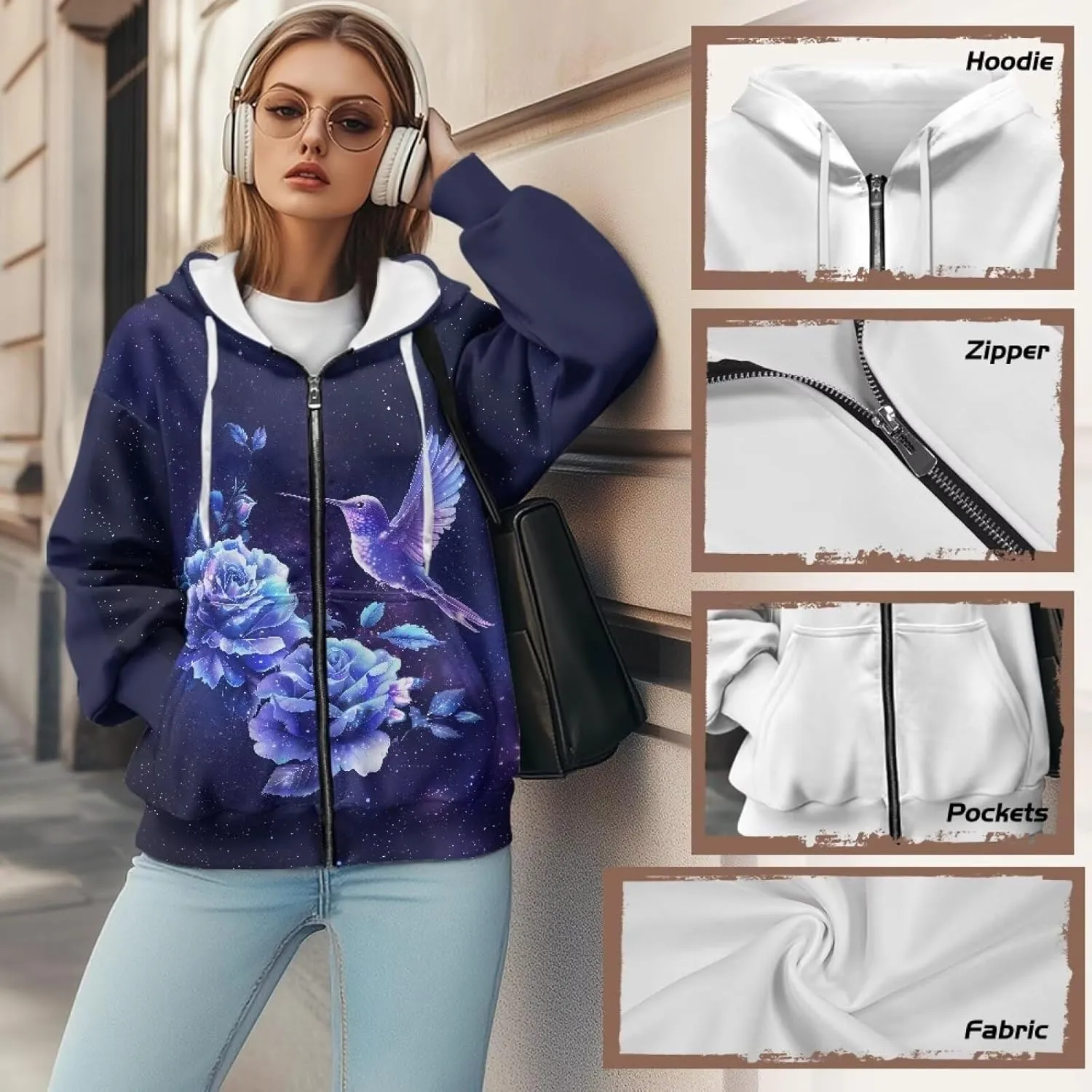 Women's 2024 Zip Up Y2K Hoodies Casual Long Sleeve Sweatshirts Fall Zipper Jackets with Pockets