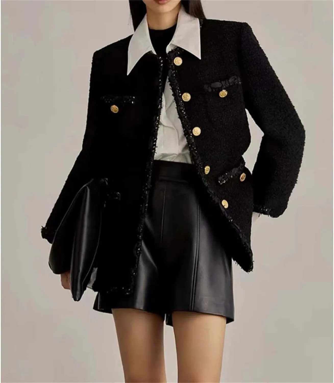 Womens Cropped Leather High Waist Shorts French Tuck Friendly for Minimalist Capsule Wardrobes